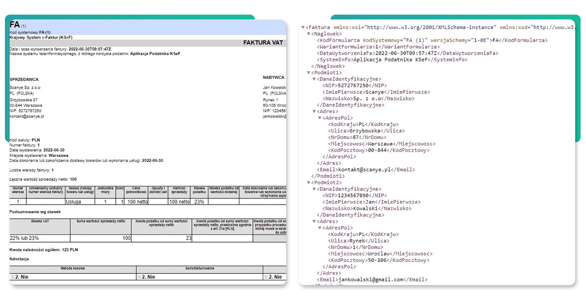 Faktura ustrukturyzowana - KSeF- pogląd faktury XML HTML